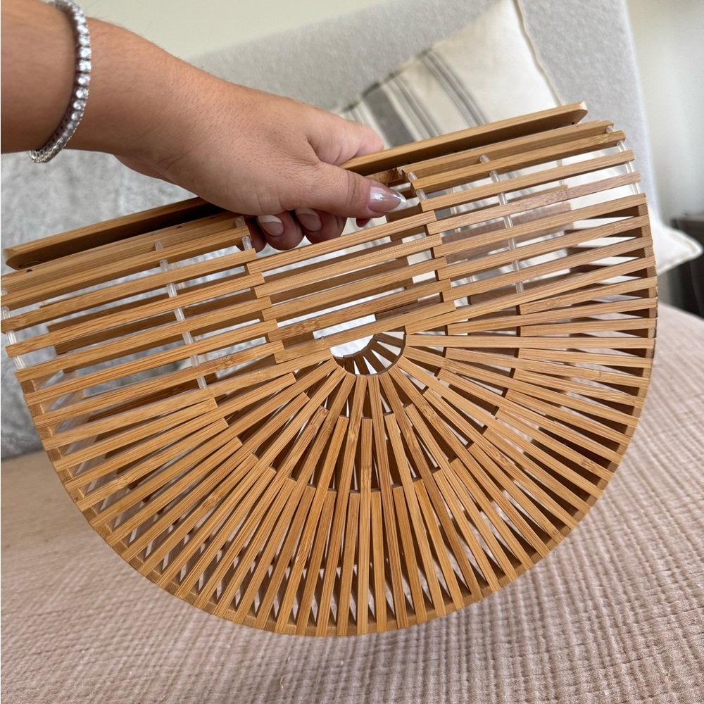 Bamboo handle bag (tan and barely used, excellent condition)